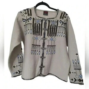 Vrikke Norwegian Wool Embroidered Cardigan Sweater Nordic Irene Zahl